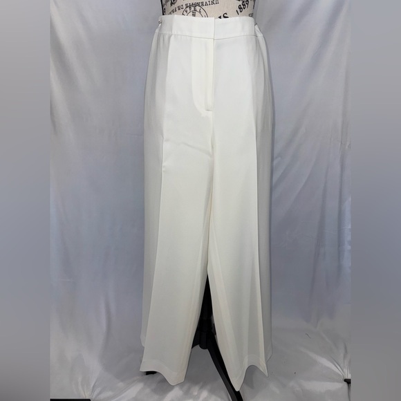 Lafayette 148 New York Dalton Cream Wide Leg Pants (v)